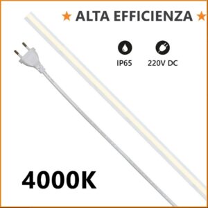 Strip LED COB 230V 12w/mt Luce Natura 1150 Lumen/mt IP65 Milky